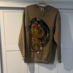 Vintage Brown painted Sweatshirt with Artistic Native American southwest Design